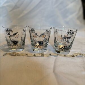 Libbey Vintage Carriage Design Glasses - Black and Gold
